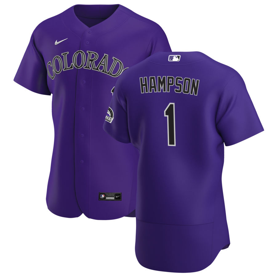 Colorado Rockies #1 Garrett Hampson Men Nike Purple Alternate 2020 Authentic Player MLB Jersey
